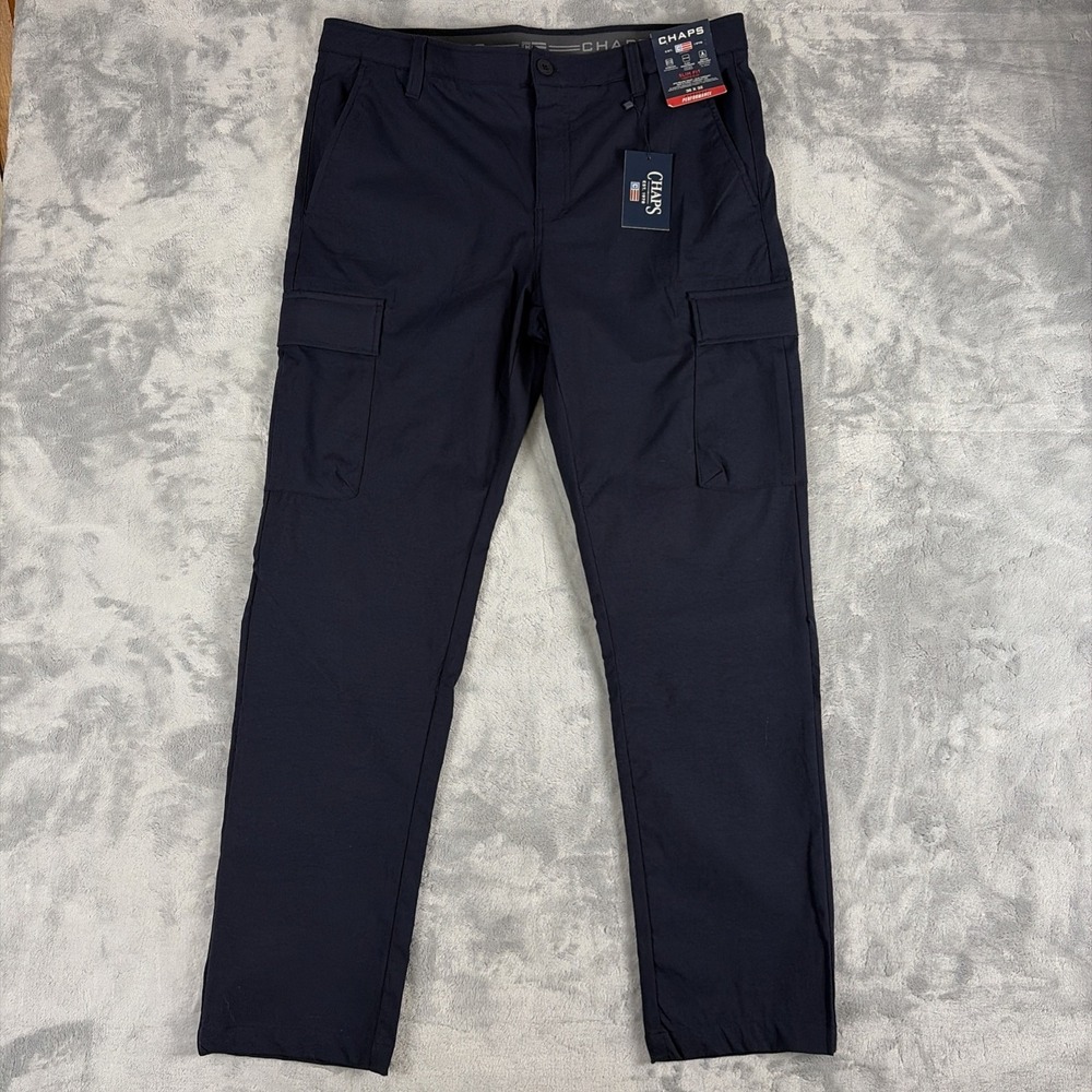 Chaps RL Everyday Performance Slim Fit Cargo Pant 36x32 Navy Blue NWT $65